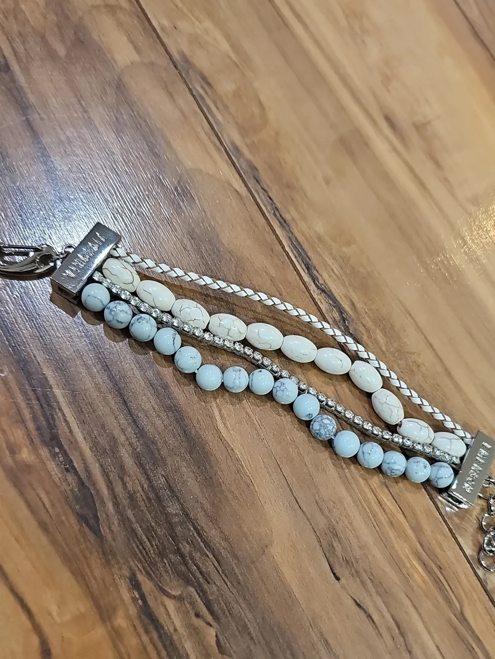 Victoria Emerson Layered White And Teal Bracelet